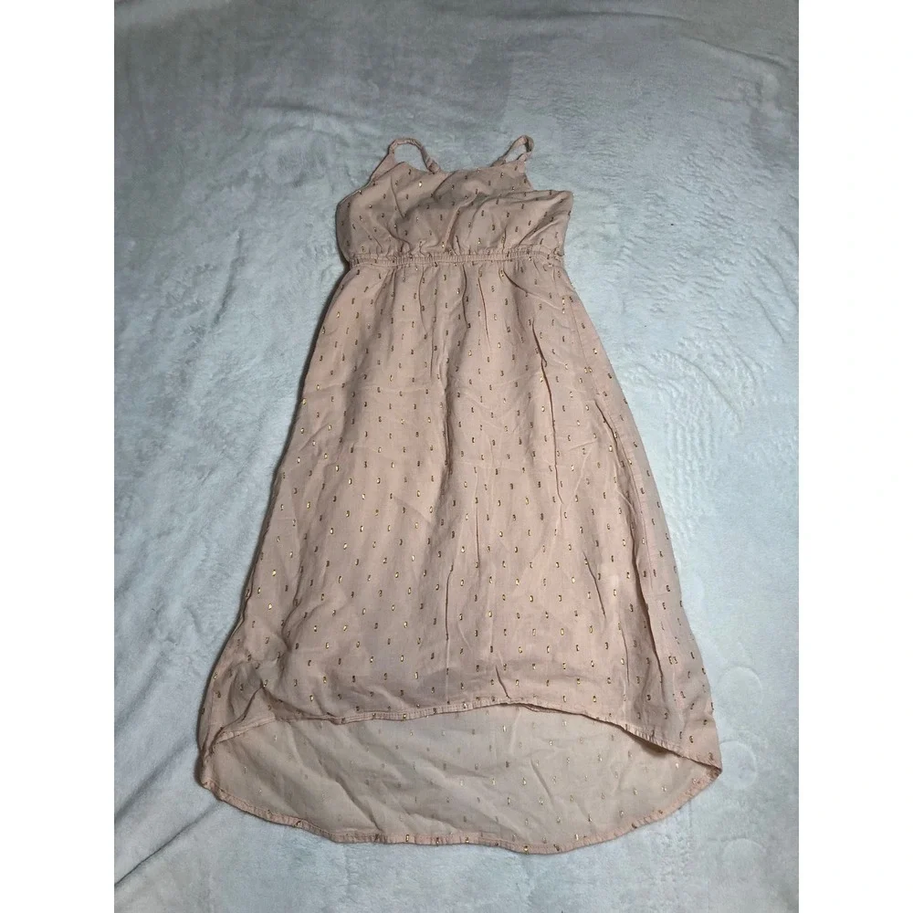 5/$25 Old Navy High Low Dress Small 6-7 Pink Gold Metallic Foil Sleeveless Boho
